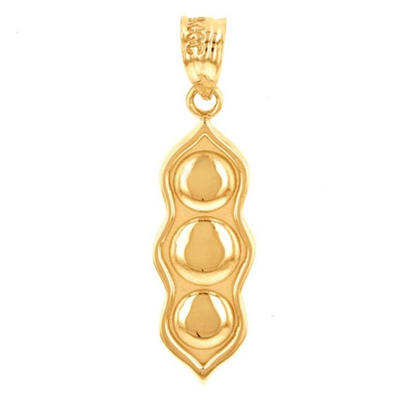 Solid 10k Gold Three Peas in a Pod Pendant - Yellow, Rose, or White